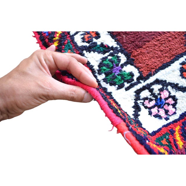 Turkish Runner Rug. Hand-Knotted Tribal Deep Pink Color Hallway Rug, Kitchen Decor - 3′ × 12′ For Sale - Image 16 of 17