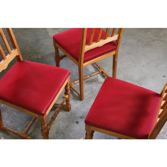 Vintage Danish Baroque Style Oak Farmhouse Chairs, 1940s, Set of 4 For Sale - Image 14 of 18