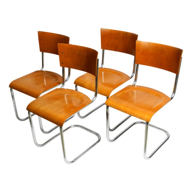 Bauhaus Tubular Steel Chairs by Mart Stam for Robert Slezak Czech, 1930s, Set of 4 For Sale