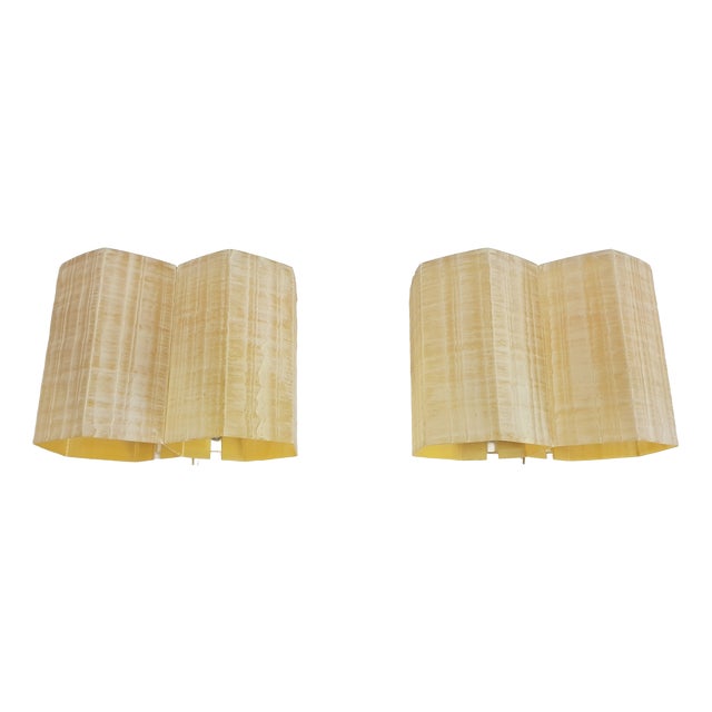 Molecular Double Light Honeycomb Flush Mounts in Fiberglass, 1950s, Set of 2 For Sale