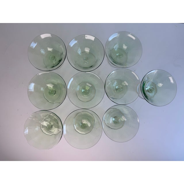 Mid-Century Modern 1950s Green Glass Dessert Cups, Set of 10 For Sale - Image 3 of 10