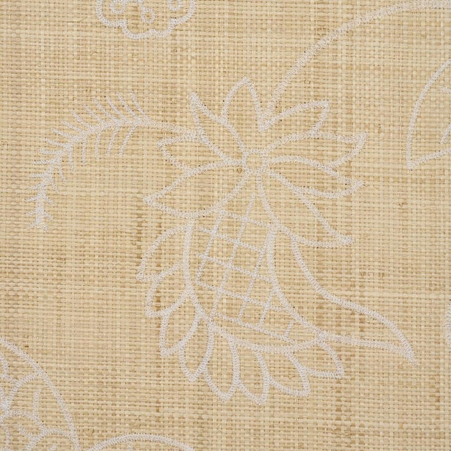 Traditional Sample - Schumacher Sconset Embroidered Raffia Wallcovering In Natural For Sale - Image 3 of 5