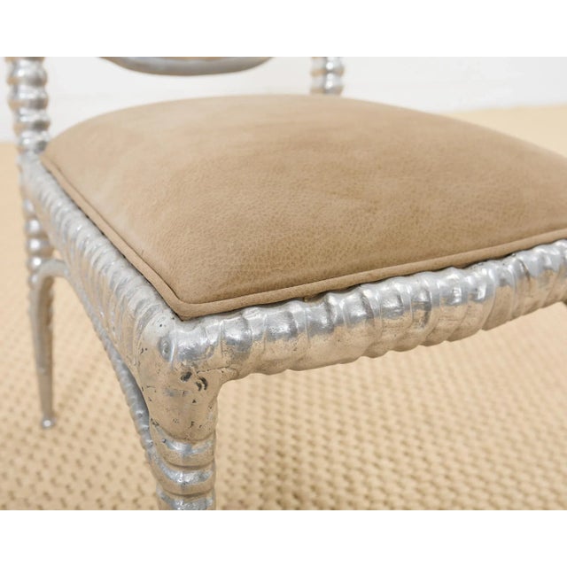Set of Four Arthur Court Horned Antler Aluminum Dining Chairs For Sale - Image 10 of 12