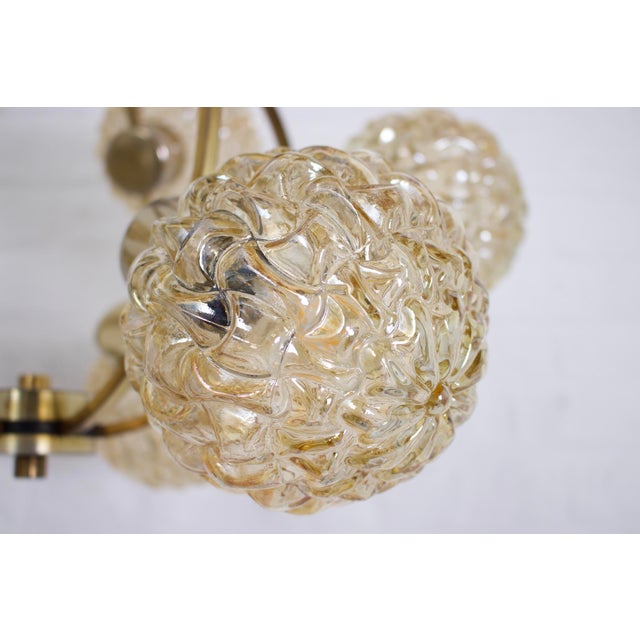 Chandelier with Amber Globes in the style of H. Tynell For Sale - Image 6 of 16