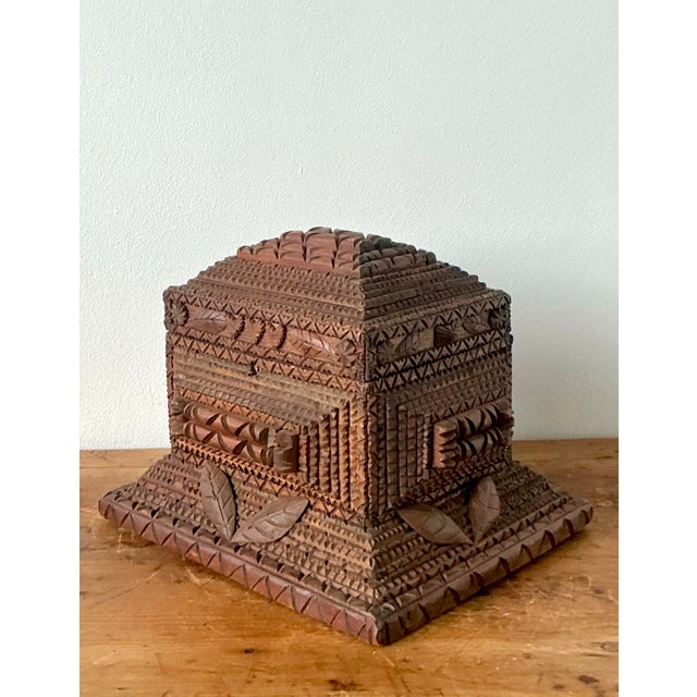Vintage Boho Monumental Tramp Art Box For Sale - Image 10 of 12