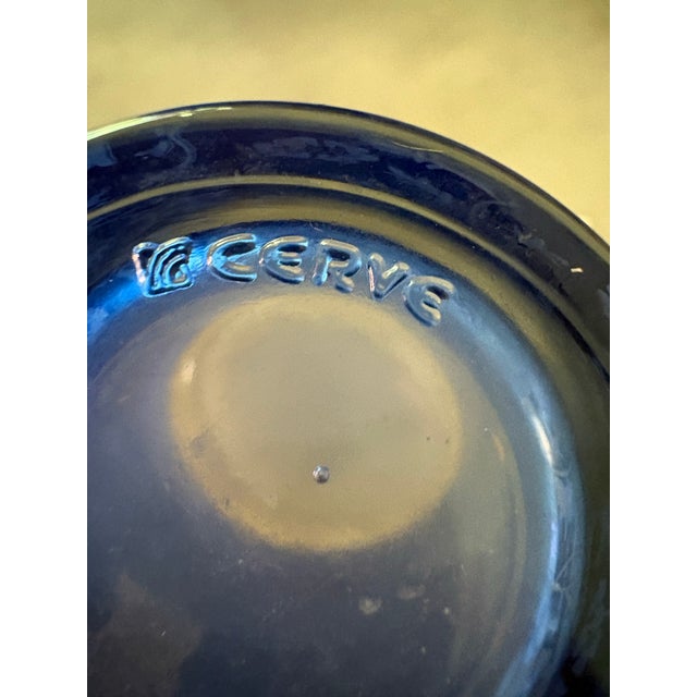 Mid-Century Modern Italian Barware. Cobalt/Gold Filigree. Mid Century Modern Tumblers. Textured Cobalt Glass. Cerve. Italy. Set of 4. Bormioli Founded 1953 For Sale - Image 3 of 5