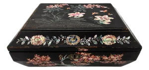 19th Century Chinese Export Black Lacquer & Mother of Pearl Sewing Box