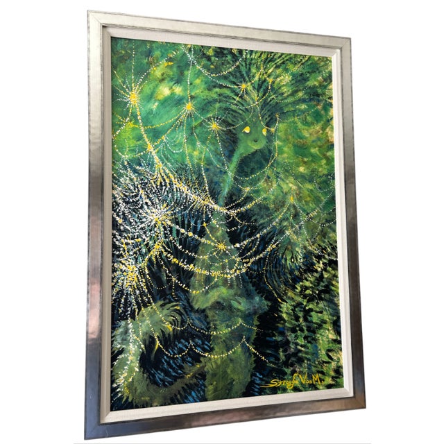 Dr Seuss Painting Green Cat With Lights Framed Very Rare For Sale - Image 4 of 17