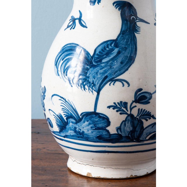 Ceramic Antique Blue & White Rooster Jug, 1700s For Sale - Image 7 of 10