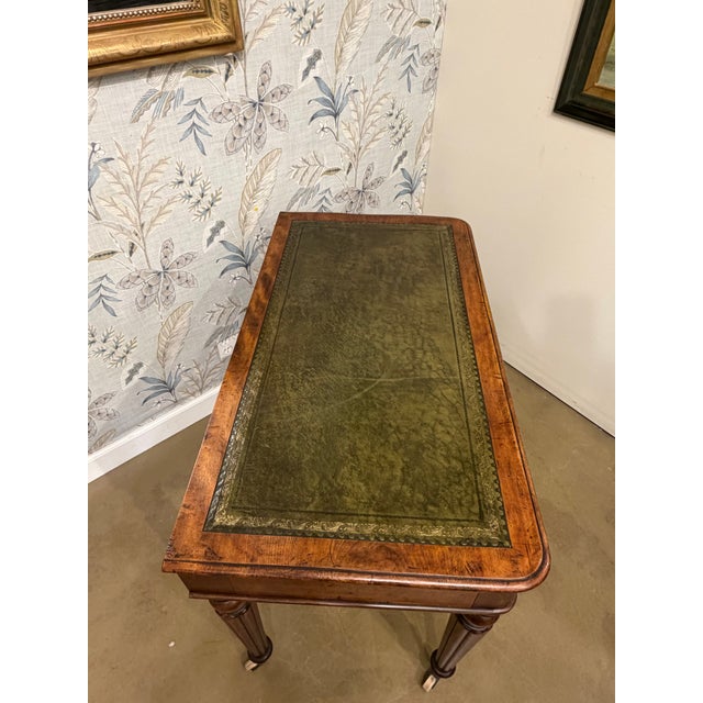 Animal Skin 19th Century English Leather Top Desk For Sale - Image 7 of 13