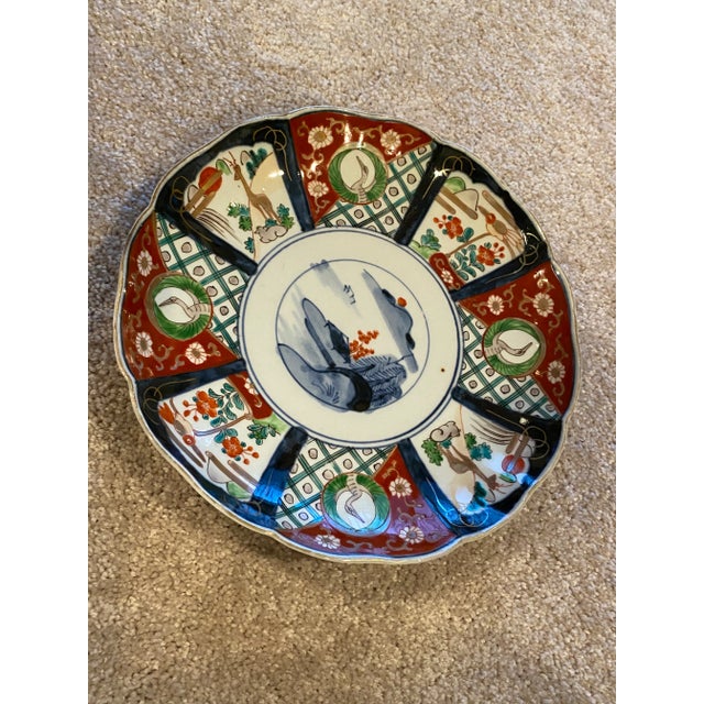 Metal Early 20th Century Vintage Japanese Scalloped Plate For Sale - Image 7 of 11