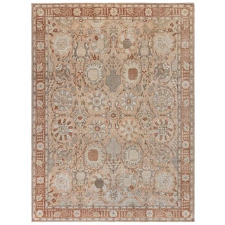 Traditional Antique-Inspired Floral Gray Rug "Heliantha" by Doris Leslie Blau For Sale