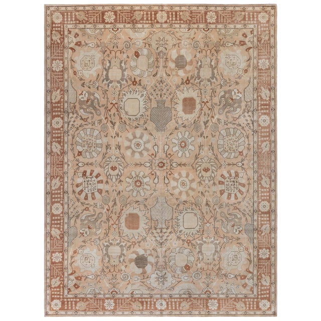 Traditional Antique-Inspired Floral Gray Rug "Heliantha" by Doris Leslie Blau For Sale