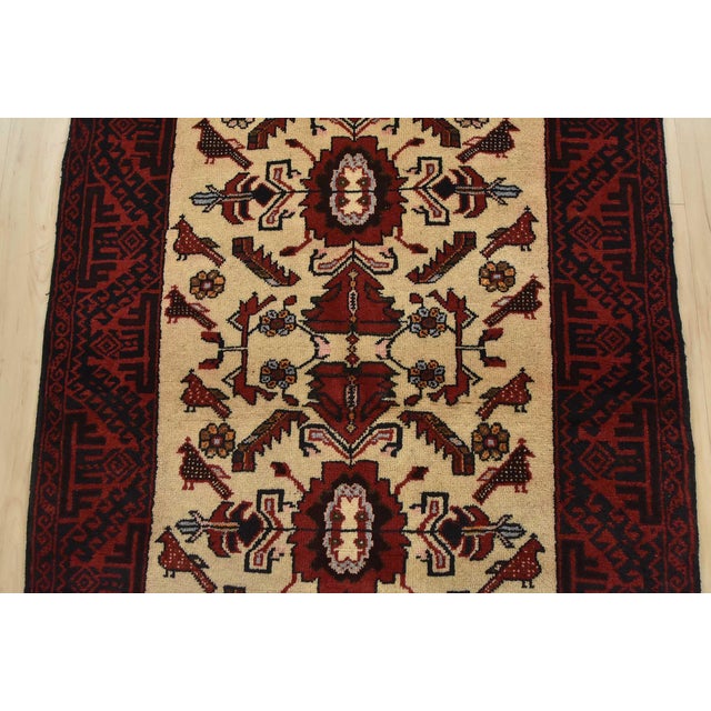 1990s Baloch Rug 3’2” X 5’6” Ivory Wool Vintage Tribal Hand-Knotted Oriental Carpet For Sale - Image 5 of 12