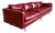Mid Century Modern Red Leather and Chrome Long Sofa For Sale