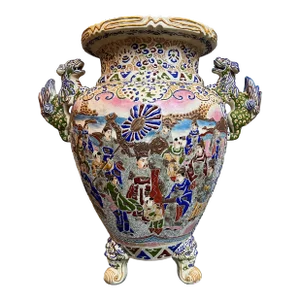 Japanese Meiji Period Moriage Satsuma Floor Vase