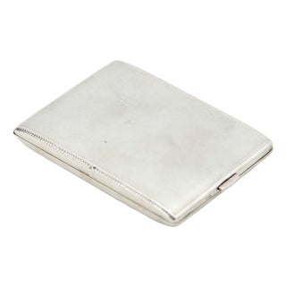 Rectangular Brushed Silver Cigarette Case For Sale