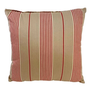 Square Red Stripe Pillow, Made in U K For Sale