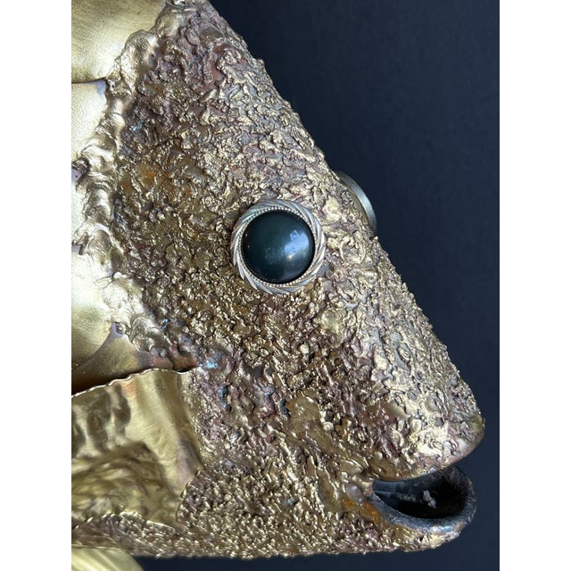 Large Vintage C1970s Brutalist Illuminated Brass Gold Fish Sculpture Attributed to Henri Fernandez For Sale In Washington DC - Image 6 of 12