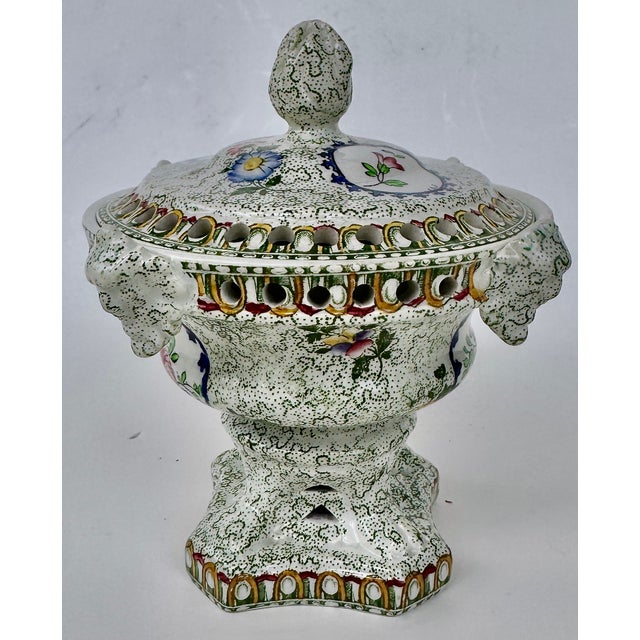 Ceramic Copeland Spode Chintz Floral Potpourri Vase Covered Urn, England Circa 1891 For Sale - Image 7 of 12