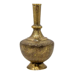 Antique Islamic Persian Brass Etched Vase 19th C.