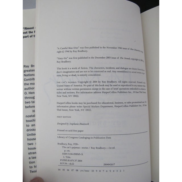 Ray Bradbury Signed 2004 Morrow 1st Edition the Cat's Pajamas Stories Book For Sale In Portland, OR - Image 6 of 7