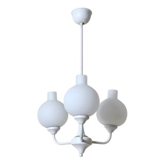 Mid-Century Tulip Chandelier in Metal and Glass, 1960s For Sale