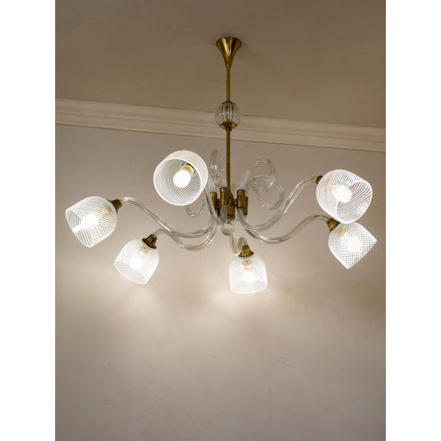 Large Six-Light Chandelier in Blown Murano Glass by Ercole Barovier, 1930s For Sale - Image 9 of 14