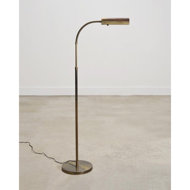 Metal Late 20th Century Mid-Century Modern Patinated Brass Adjustable Pharmacy Floor Lamp For Sale - Image 7 of 16