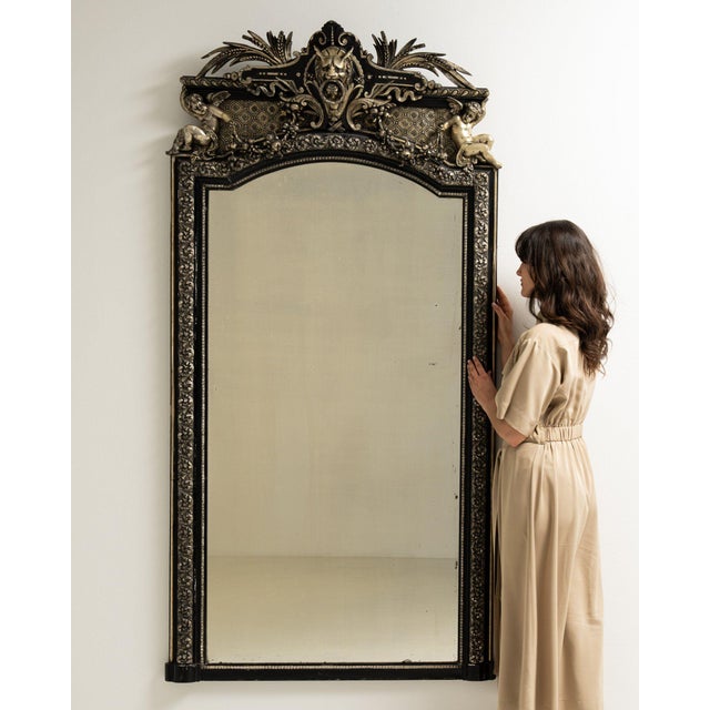 19th Century 19th Century France Napoleon III Black Wood Full-length & Floor Mirrors For Sale - Image 5 of 10
