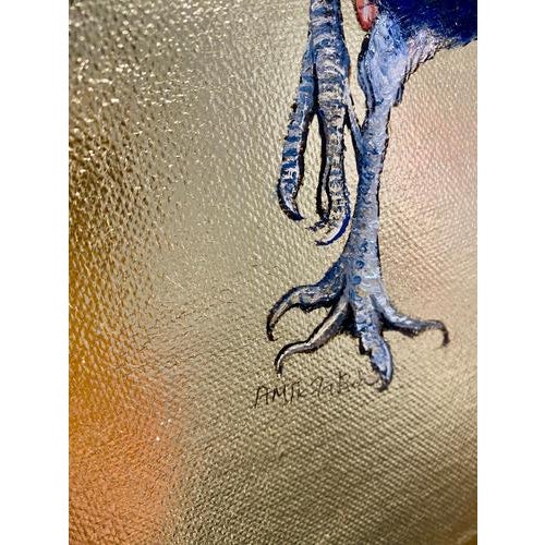 Anastasia Gklava, Peacock, Oil Painting with Gold Leaf on Circular Canvas, 2025 For Sale - Image 11 of 14