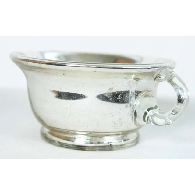 Mercury Glass Cups And Saucers - Service for 3 For Sale - Image 9 of 10