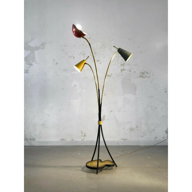 Tripod Metal Perforated Floor Lamp, France, 1950s For Sale - Image 6 of 13
