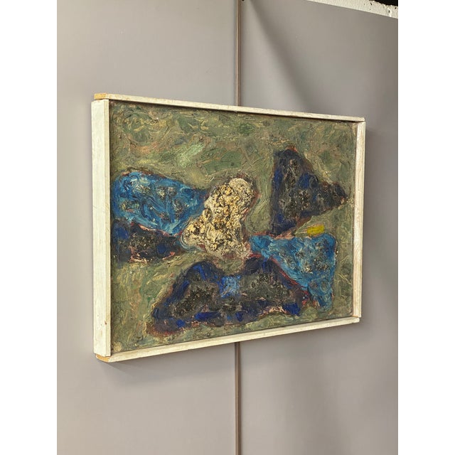 Molecular abstract brutalist period painting. The artist has produced a nicely layered thick build up impasto and textured...