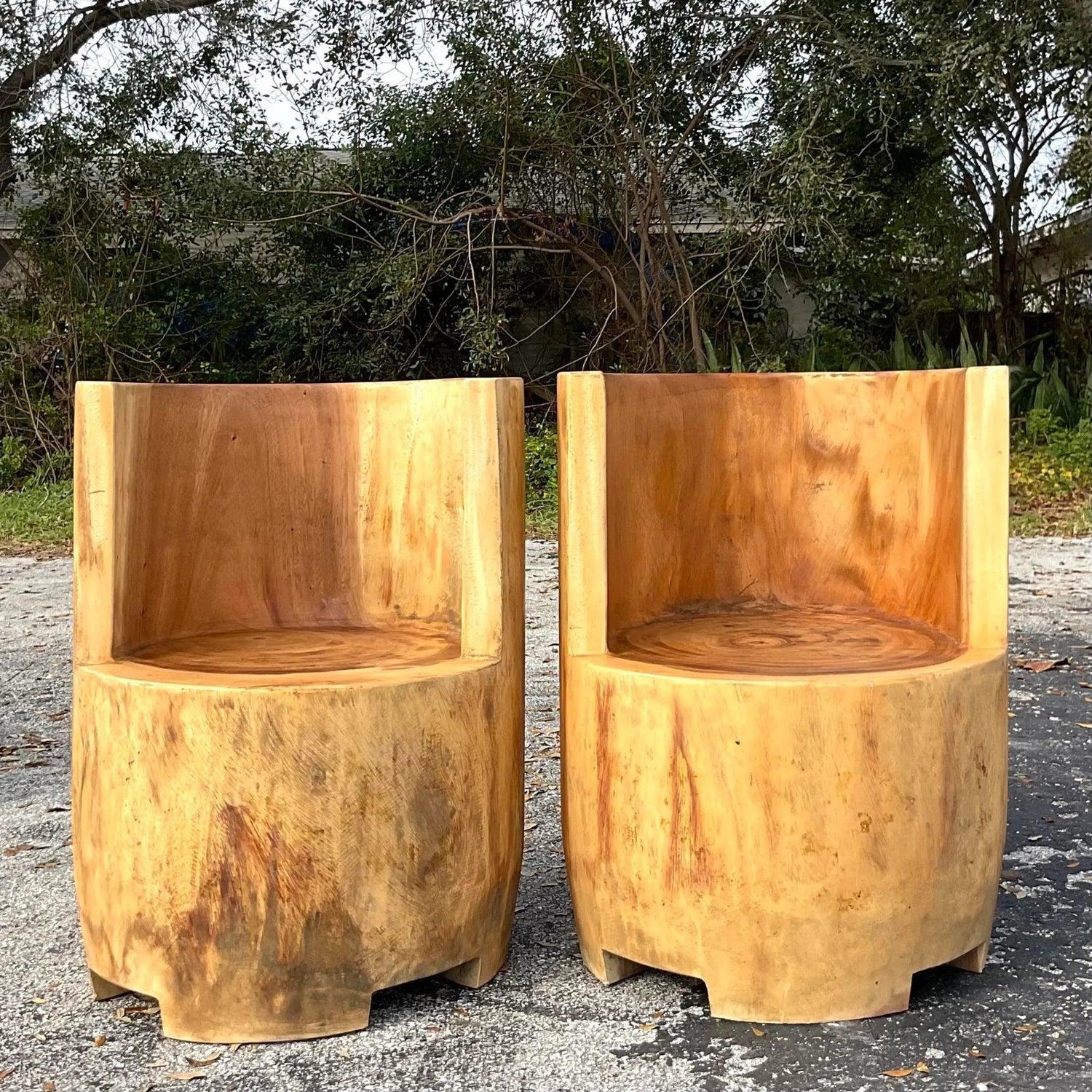 Vintage Boho Carved Tree Trunk Chair — additional photo 6