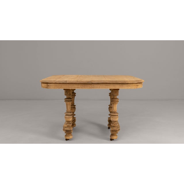 Traditional 1900s Belgian Renaissance Revival Oak Table on Wheels For Sale - Image 3 of 18
