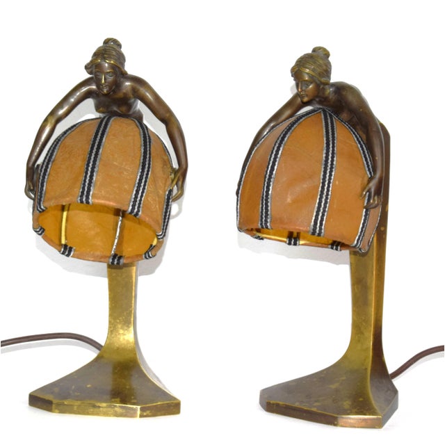 Art Nouveau Bronze Table Lamps from Rudolf Marschall, 1890s, Set of 2 For Sale - Image 12 of 12