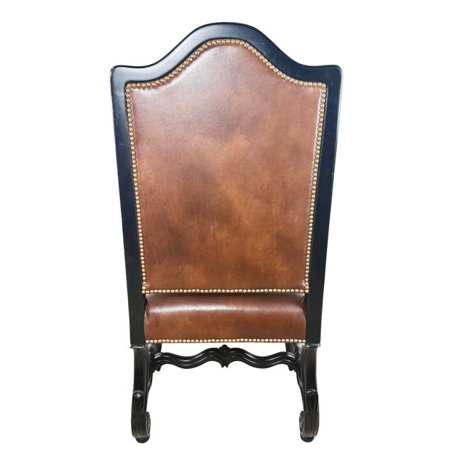 Ferguson Copeland European Country Carved Wood & Leather Crest Armchair For Sale - Image 9 of 17