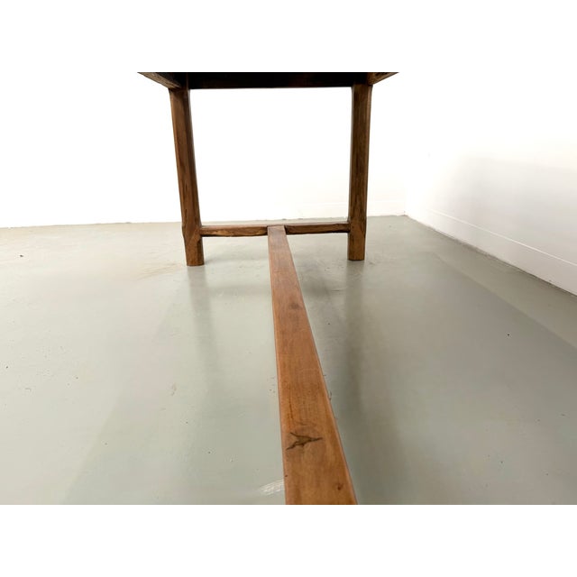 Cherrywood Farmhouse Table with Drawer and Low Stretcher, France, 1950s For Sale - Image 9 of 18