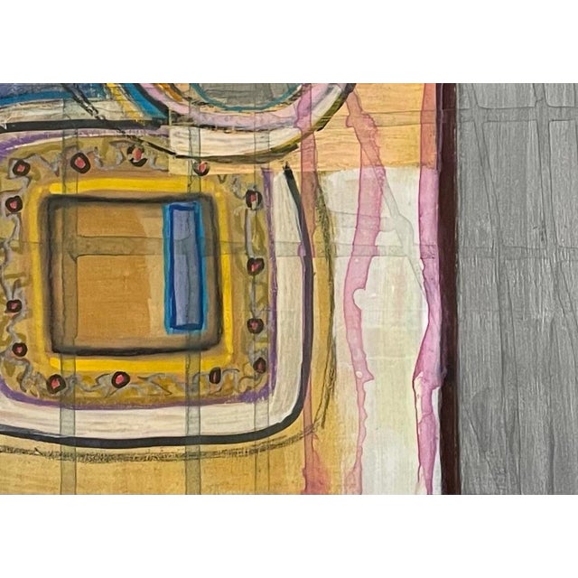 Small Geometric Abstract in Yellow, Acrylic on Board For Sale - Image 10 of 12