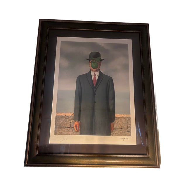 Traditional 1990s Rene Magritte’s Limited and Number Lithograph of ‘Son of Man’ Matted and Framed For Sale - Image 3 of 11