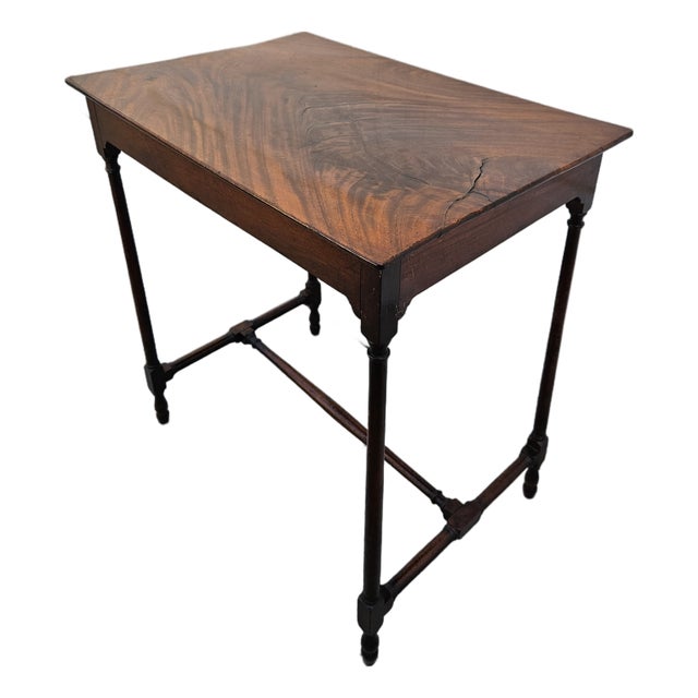 Crotch Mahogany Georgian Spider Leg Side Table With Drawer For Sale