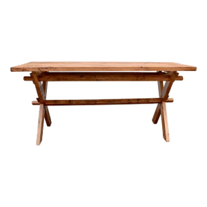 Pine "X" Base Trestle Table, Circa 1910