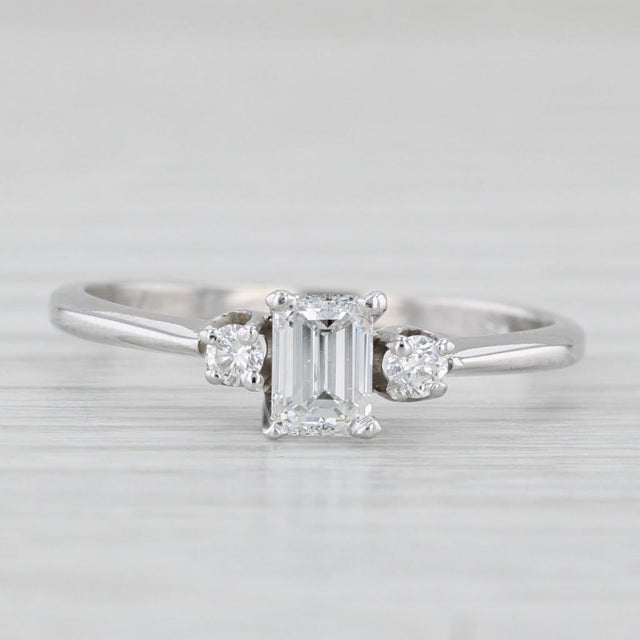 0.44ctw Emerald Cut Diamond Engagement Ring 14k White Gold Size 6.5 For Sale In Greensboro - Image 6 of 8