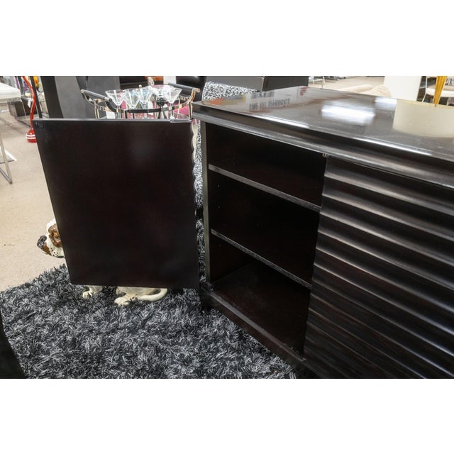 Black Barbara Barry for Baker Modern Fluted Black Lacquered Sideboard Credenza For Sale - Image 8 of 11