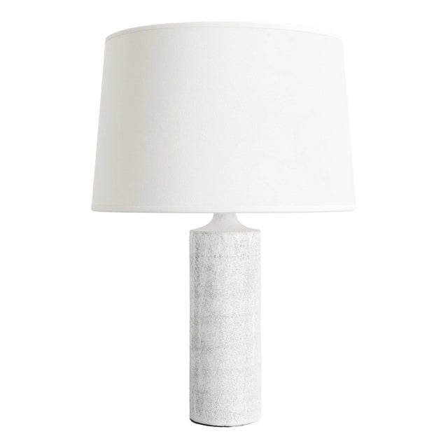 Mid-Century Modern French Stoneware Cylinder Table Lamp from Georges Jouve, France, 1950s For Sale