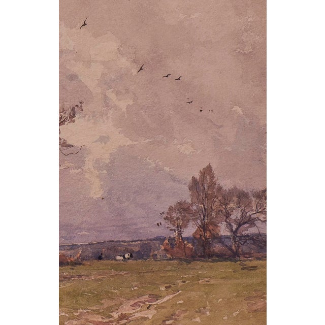 Mid 20th Century Paul Lecomte (1877-1950, French) Fall Watercolor Landscape Painting For Sale - Image 5 of 10
