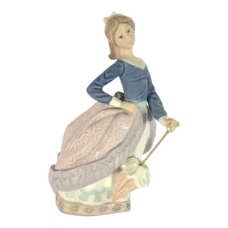 Lladro #5212 Evita Girls With Parasols Spanish Porcelain Figurine 7" For Sale