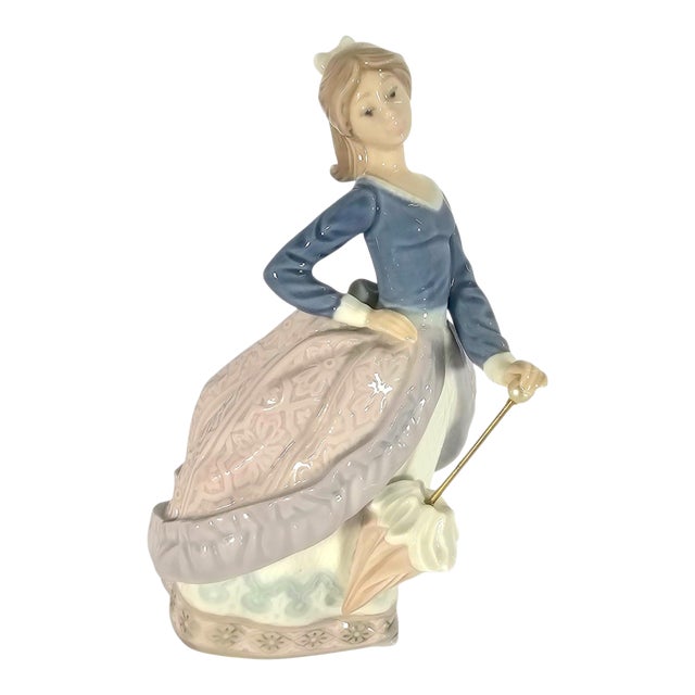 Lladro #5212 Evita Girls With Parasols Spanish Porcelain Figurine 7" For Sale