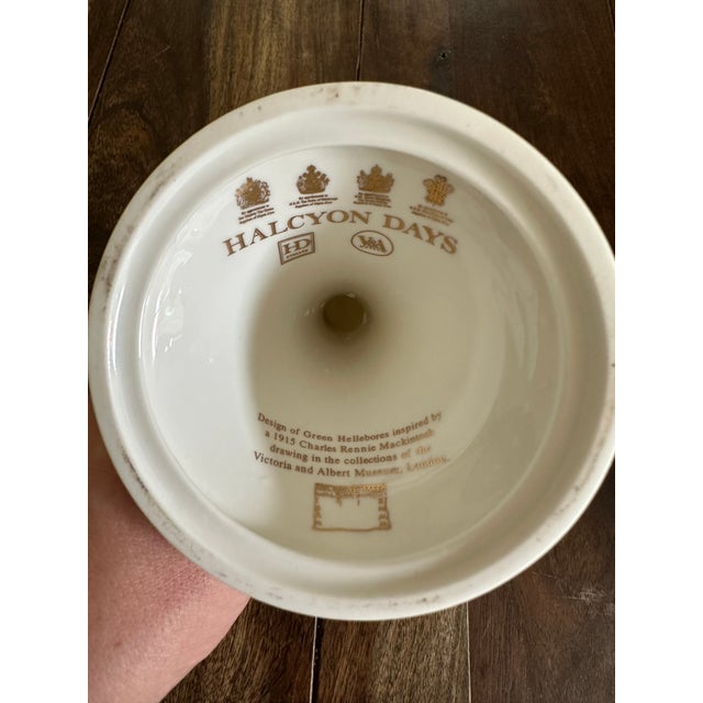 Ceramic Pair of Halcyon Days Candlesticks Green Hellebores Design From 1915 Mackintosh Drawing For Sale - Image 7 of 8